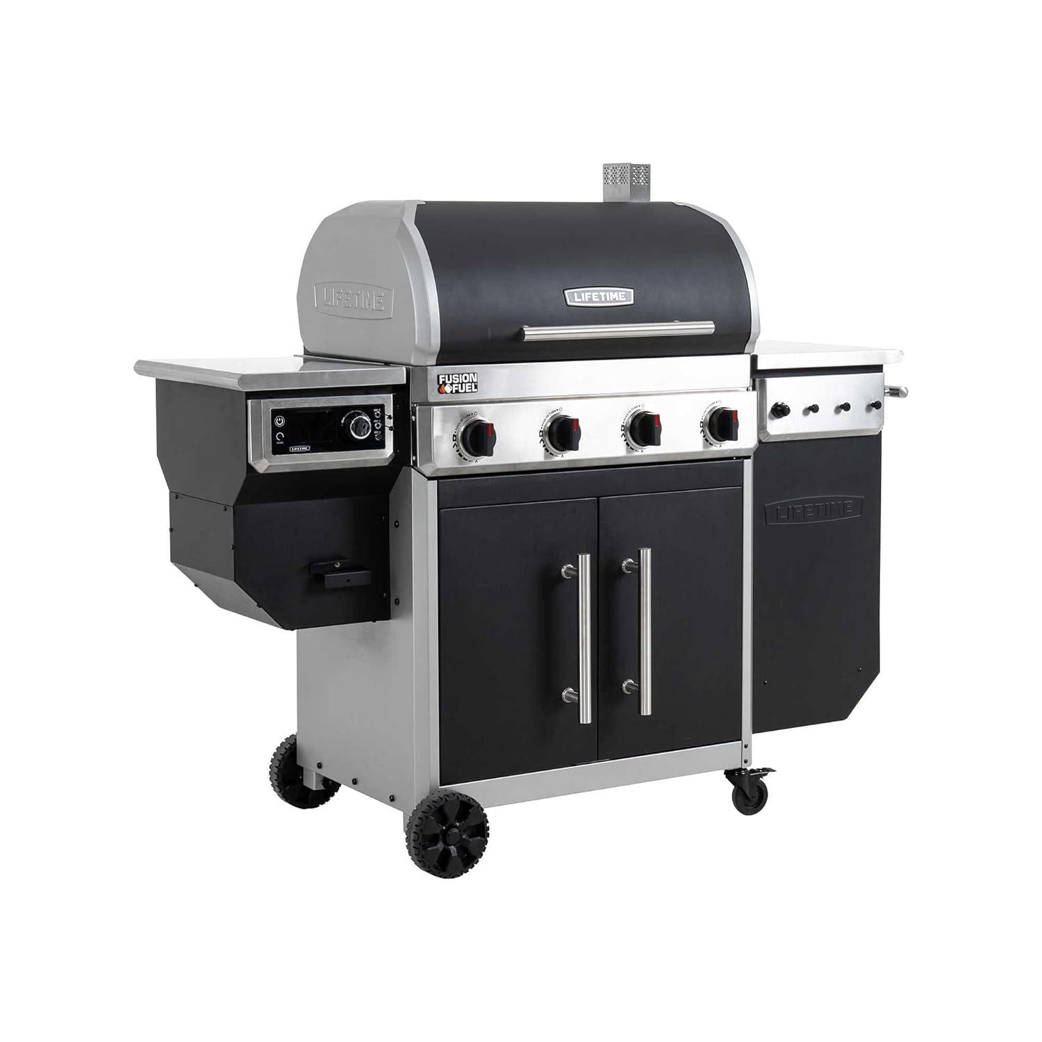 Lifetime 4 Burner Gas Grill and Wood Pellet Smoker Combo, Wifi and Bluetooth Control Technology