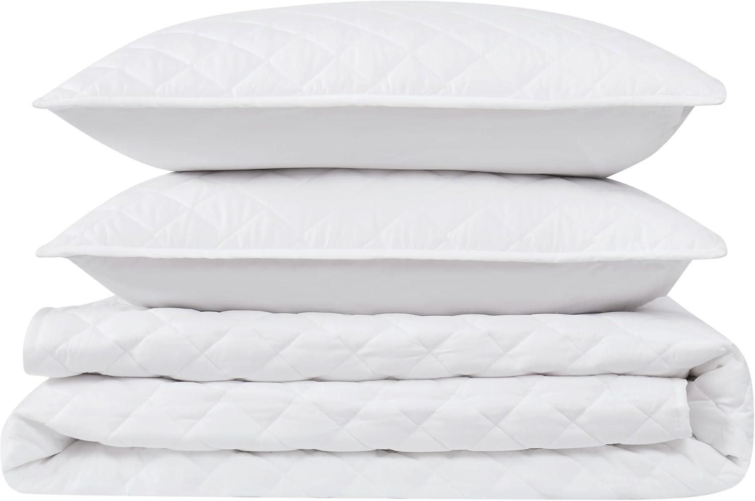 Cannon 3pc King Percale Quilt Set White
