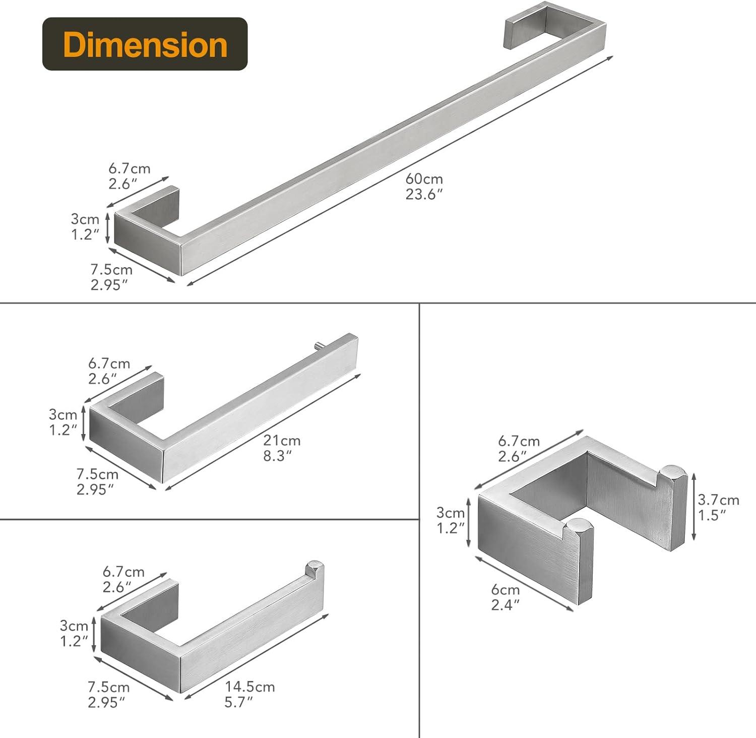 Brushed Nickel 4-Piece Modern Bathroom Hardware Set