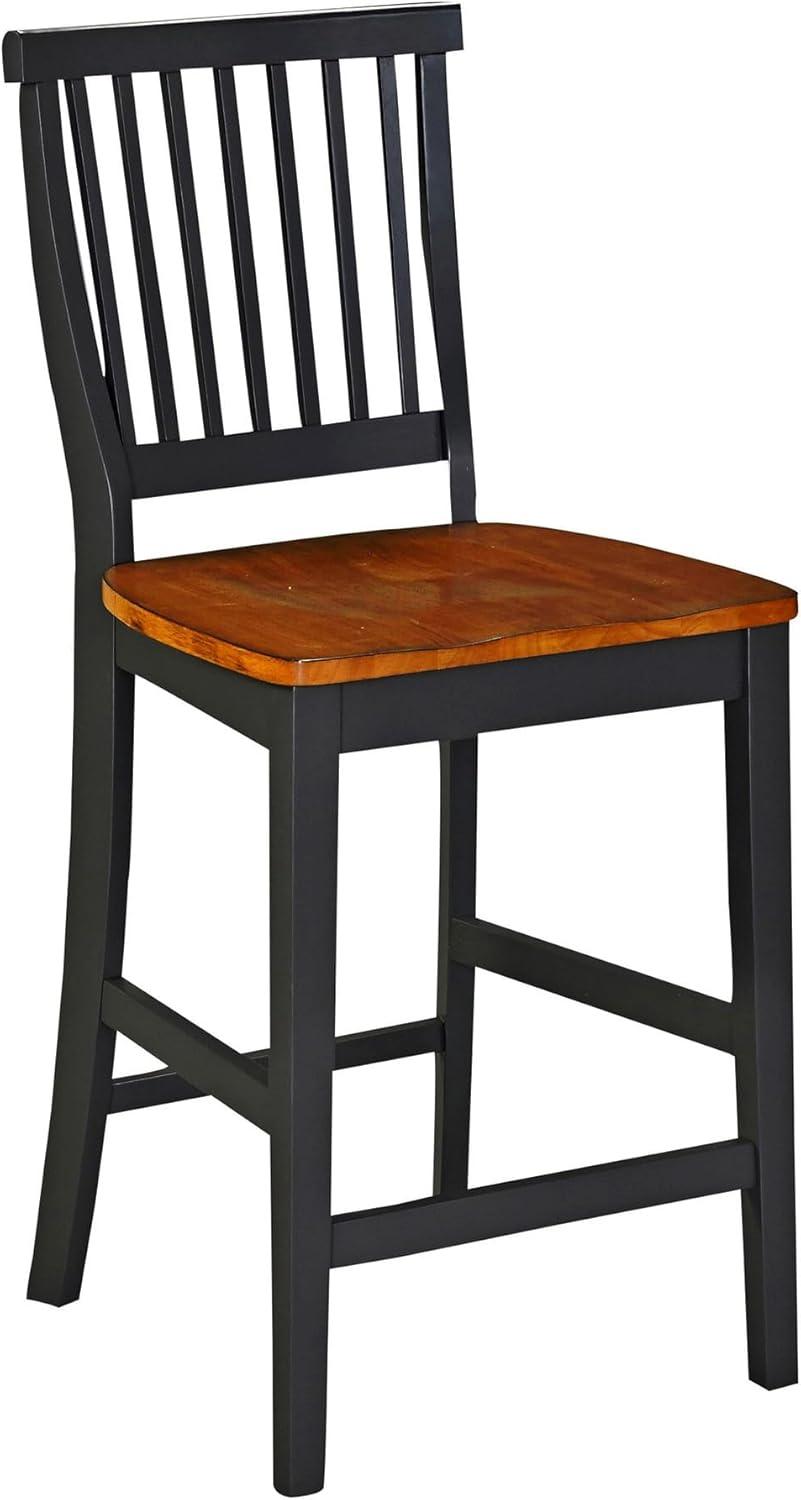 Gray and Oak Wood Counter Stool with Slatted Back