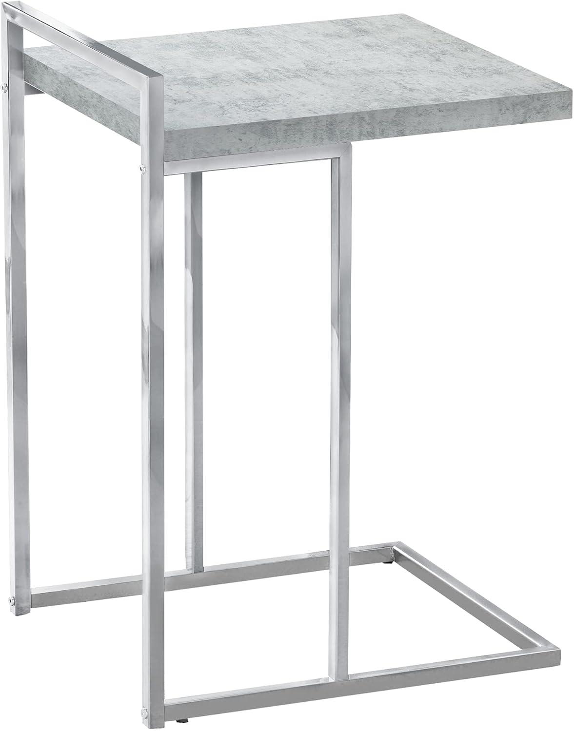 Accent Table C-shaped End Side Snack Living Room Bedroom Metal Grey