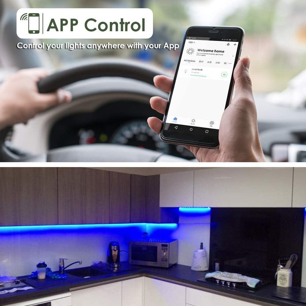 LED Smart Under Cabinet Ligts RGB Multi Color Compatible with Alexa, Google Home Voice Controlled Under Counter Strip Light App Control (6 Lights Bar Kit)