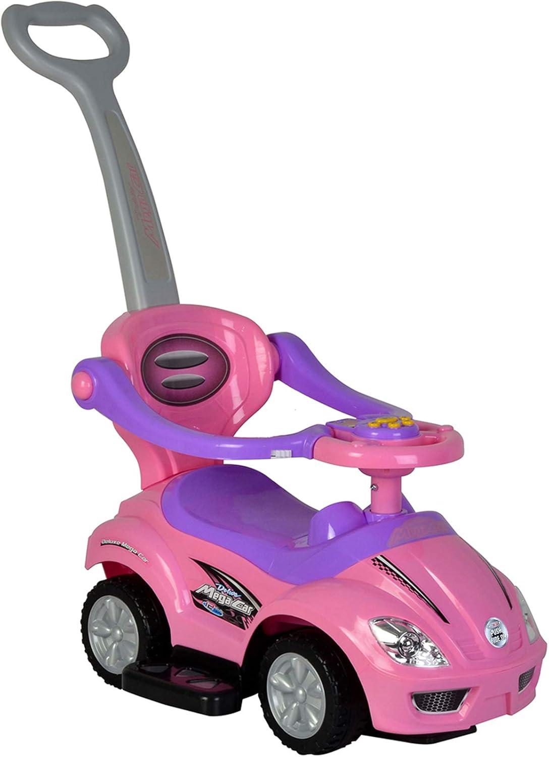 Pink and Purple 3-in-1 Ride-On Push Car for Toddlers