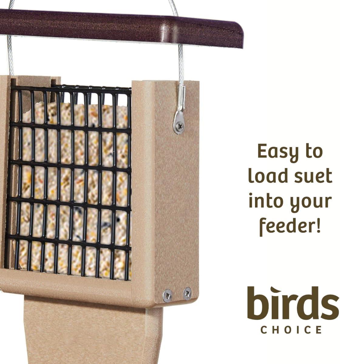 Birds Choice Birds Choice 12" Recycled Single Cake Tail Prop Suet Feeder, Taupe/Green