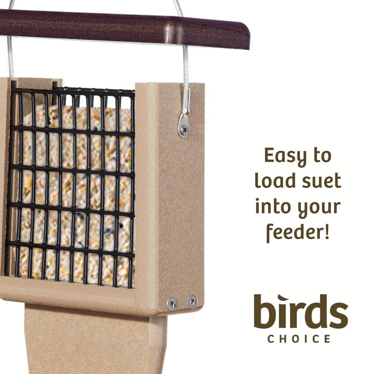 Birds Choice Birds Choice 12" Recycled Single Cake Tail Prop Suet Feeder, Taupe/Green