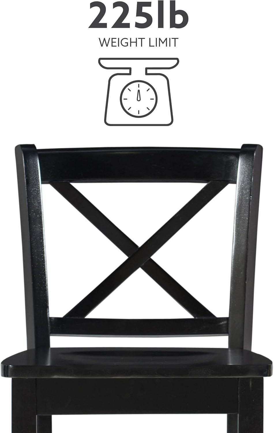 30" Torino X Back Wood Barstool - Black - Linon: Solid Rubberwood, Unupholstered, Armless