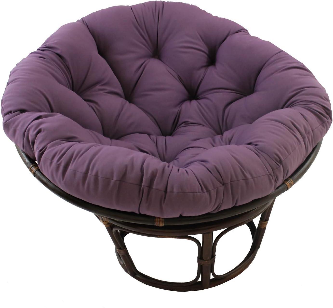 42" Rattan Papasan Chair with Solid Twill Cushion - International Caravan