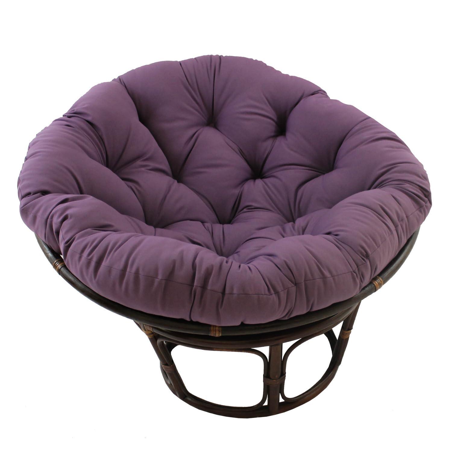 International Caravan 42" Rattan Papasan Chair with Solid Twill Cushion Burgundy: Stained Frame, Armless Design, 250lb Capacity