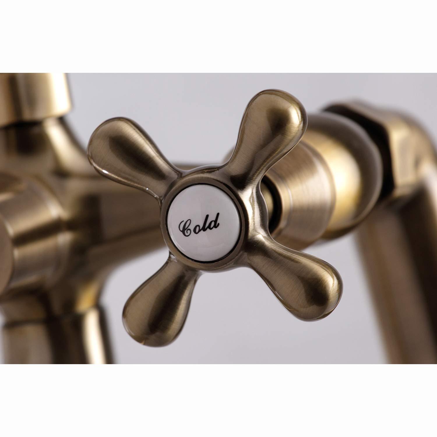 Kingston Brass Kingston Three-Handle 2-Hole Deck Mount Clawfoot Tub Faucet with Hand Shower