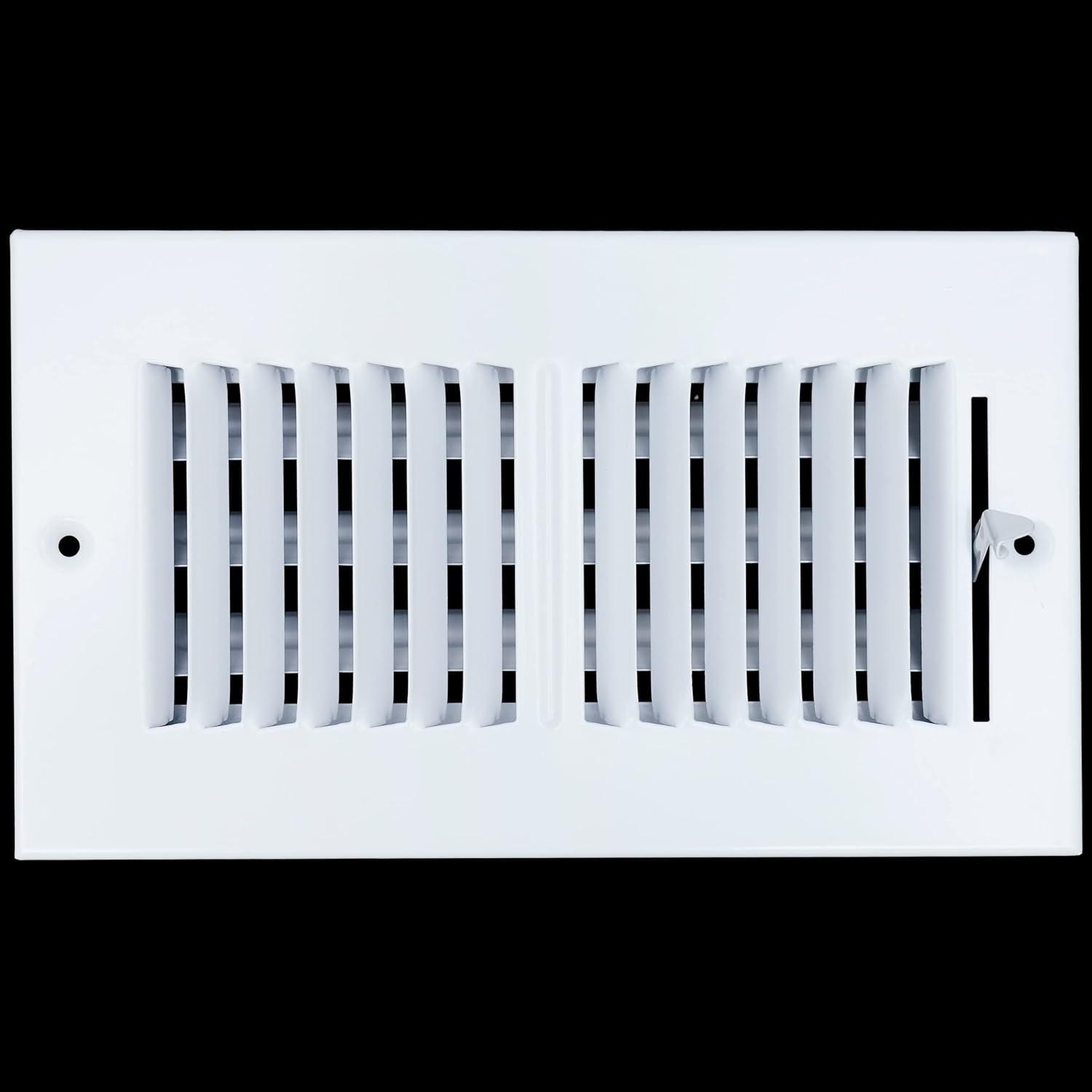 Fits 8x4 Duct Opening 2 WAY Steel Air Supply Diffuser by Handua | Register Vent Cover Grill for Sidewall and Ceiling | White | Outer Dimensions: 9.75" X 5.75"