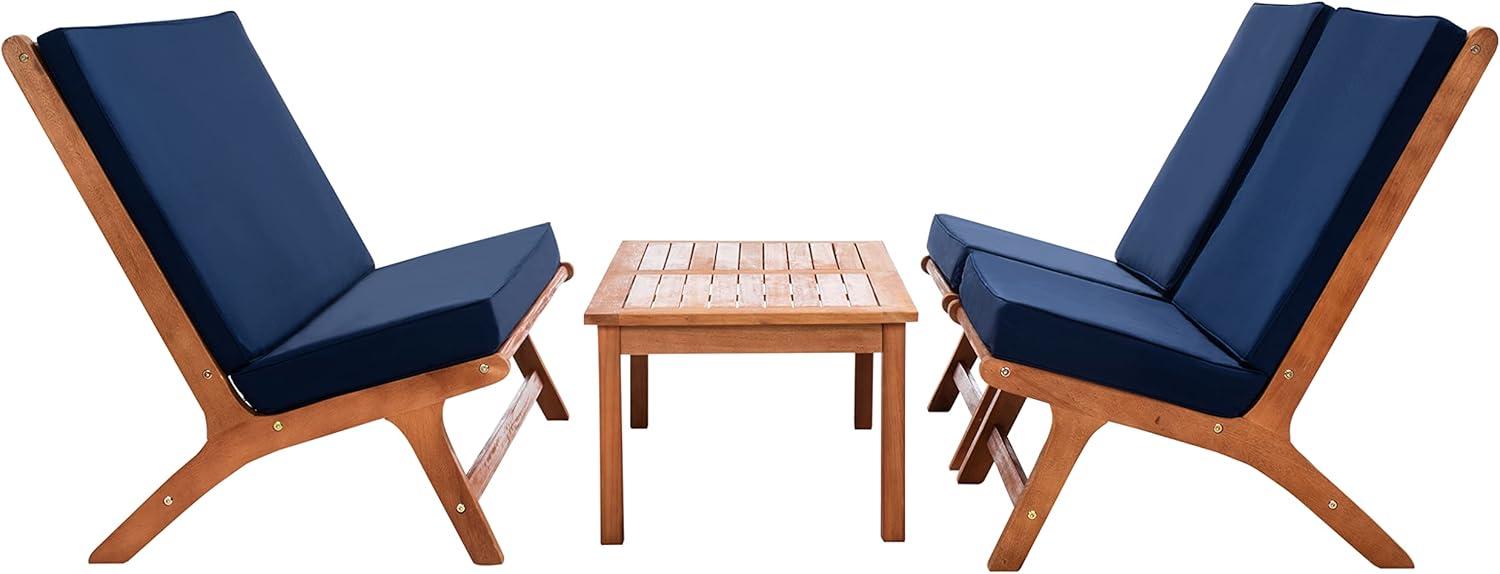 Chaston 4 Piece Living Set - Indoor/Outdoor - PAT7044 - Natural/Navy - Safavieh
