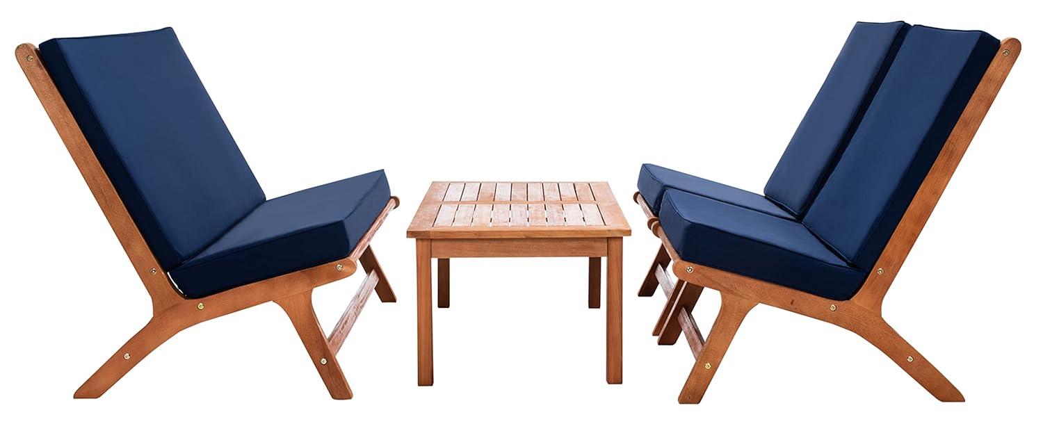 Chaston 4 Piece Living Set - Indoor/Outdoor - PAT7044 - Natural/Navy - Safavieh