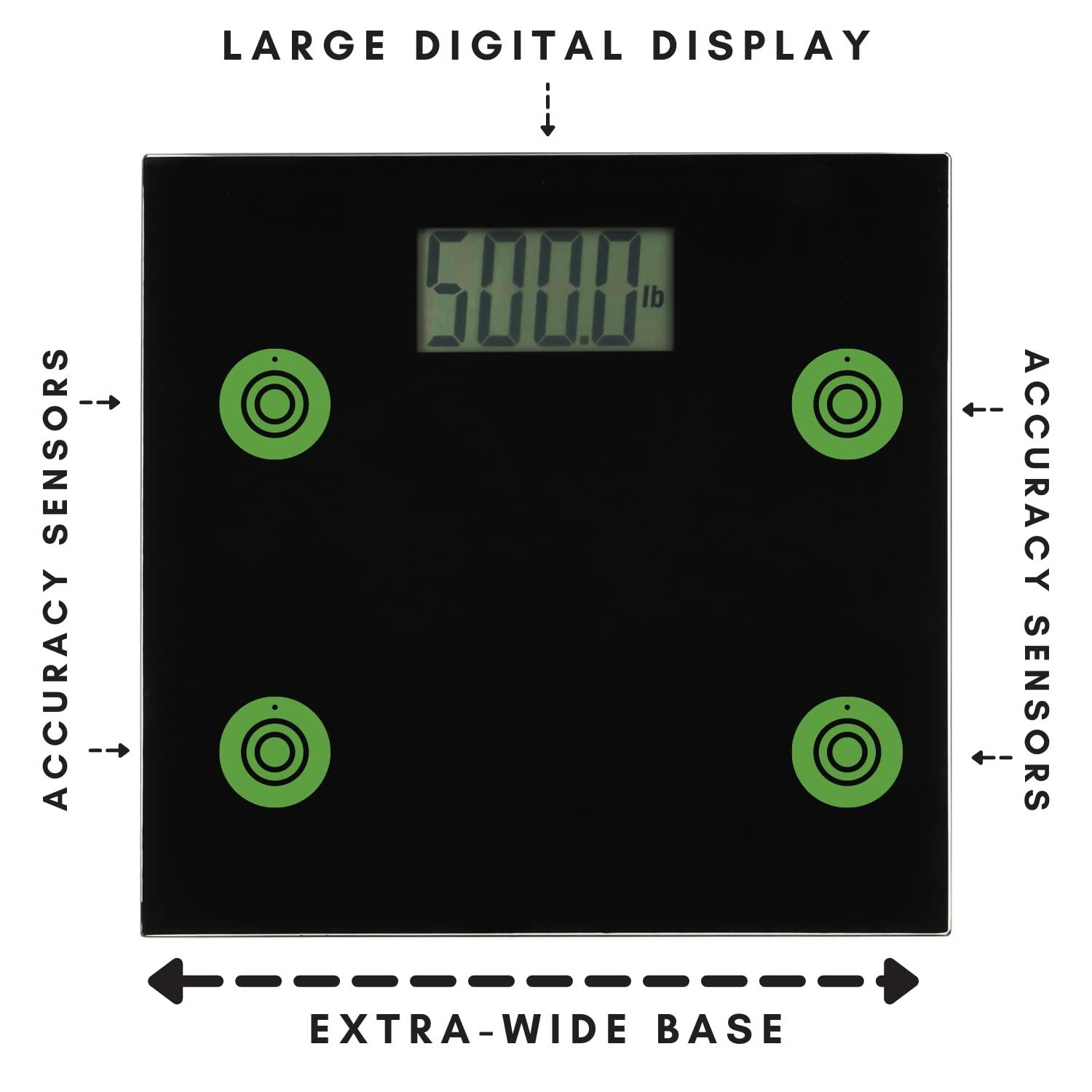 500 lb Extra-Wide Digital Bathroom Scale - Talking Weight Scale with Large LCD Display - Wide Platform for Accurate Body Measurements