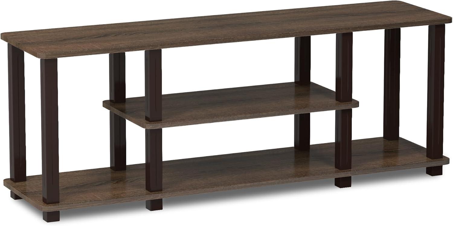 Furinno Turn-S-Tube No Tools 3D 3-Tier Entertainment TV Stands with Square Tube, Walnut/Brown, 18027WN/BR