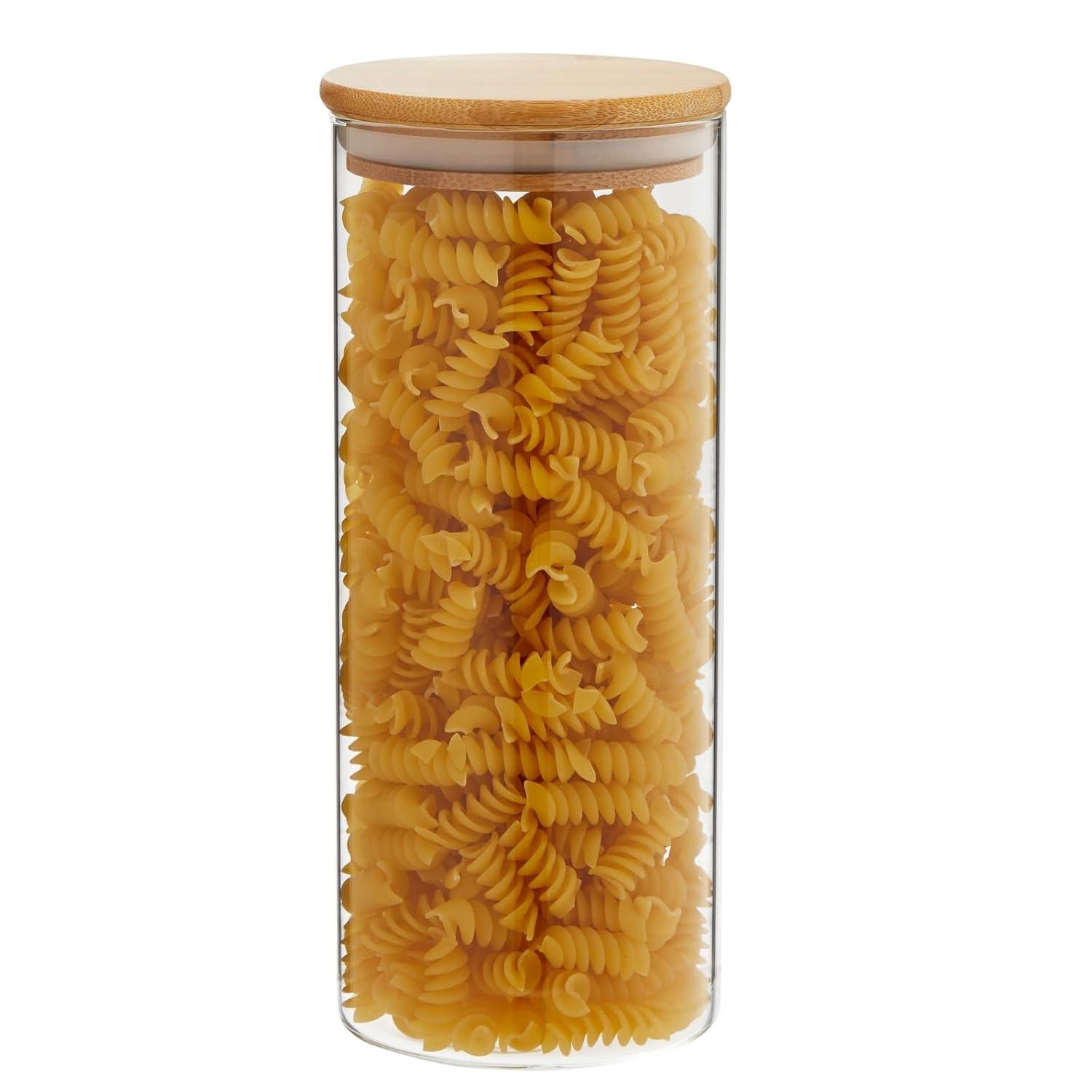 Juvale 3 Pack Glass Storage Containers with Bamboo Lids, Airtight Canisters for Pantry (32.5 oz)