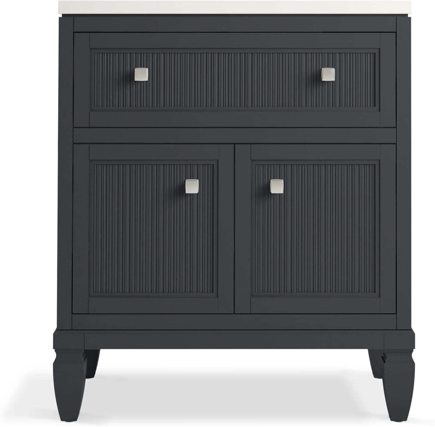 Hearthaven 30'' Free Standing Single Bathroom Vanity Cabinet with Sink and Quartz Top