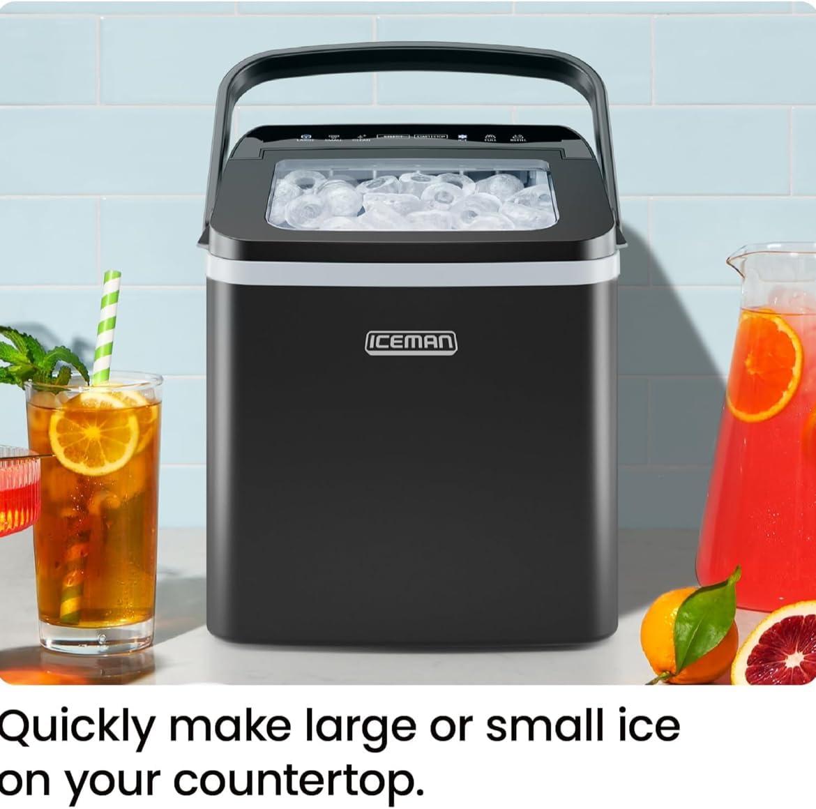 ICEMAN Dual-Size Countertop Bullet Ice Machine w/ 0.88lb Capacity - Black