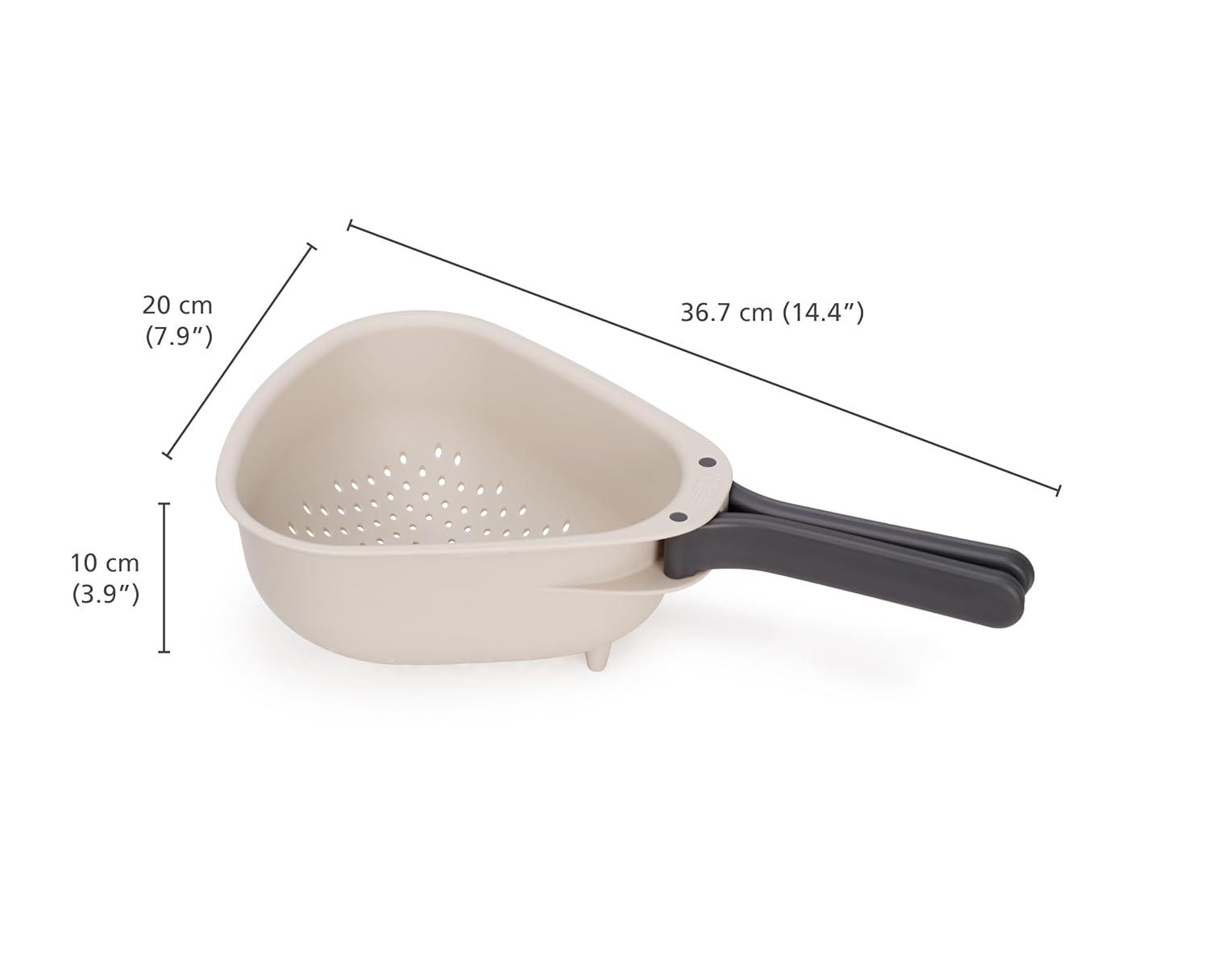 Joseph Joseph Droplet Compact Colander with Folding Handles, Space-Saving Design, Easy-Pour Corners, for Draining Vegetables, Pasta, Fruits