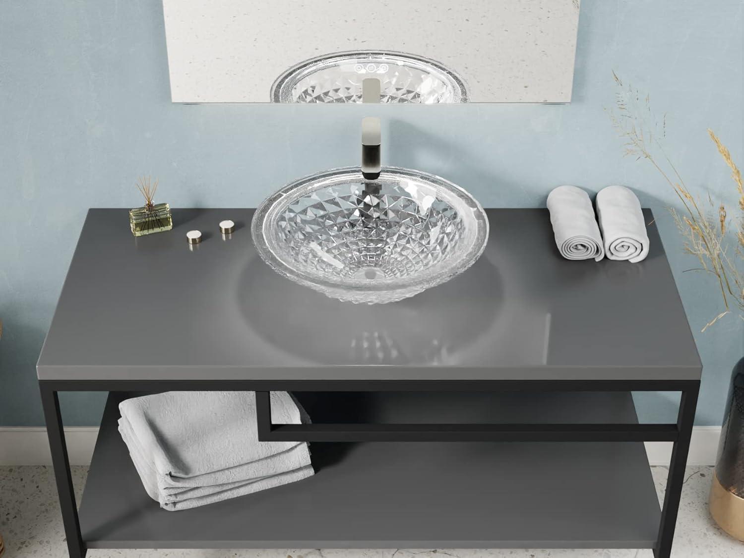 Diamante Clear Faceted Glass Above-Counter Vessel Sink