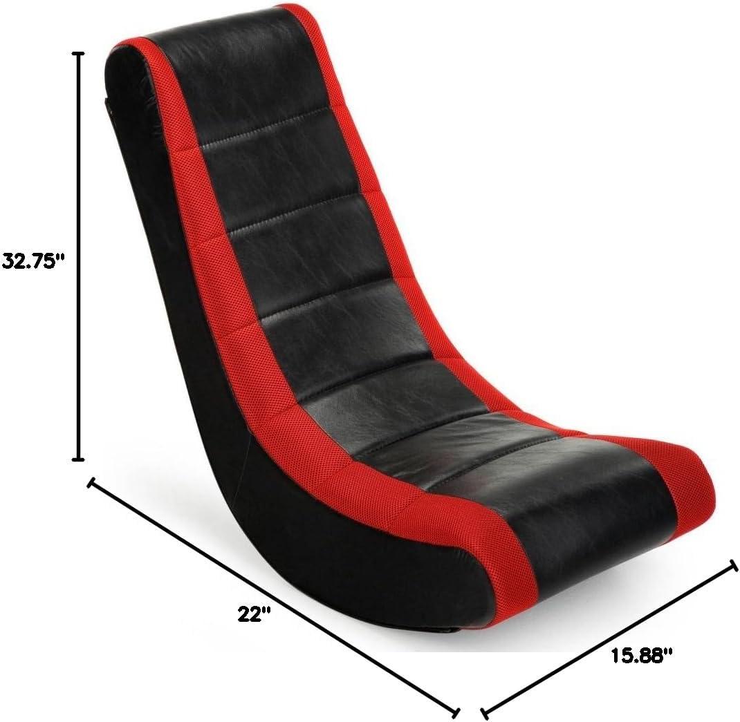 Video Rocker Gaming Chair Black/Red - The Crew Furniture: Ergonomic Floor Seat, Padded for Comfort, No Assembly Required
