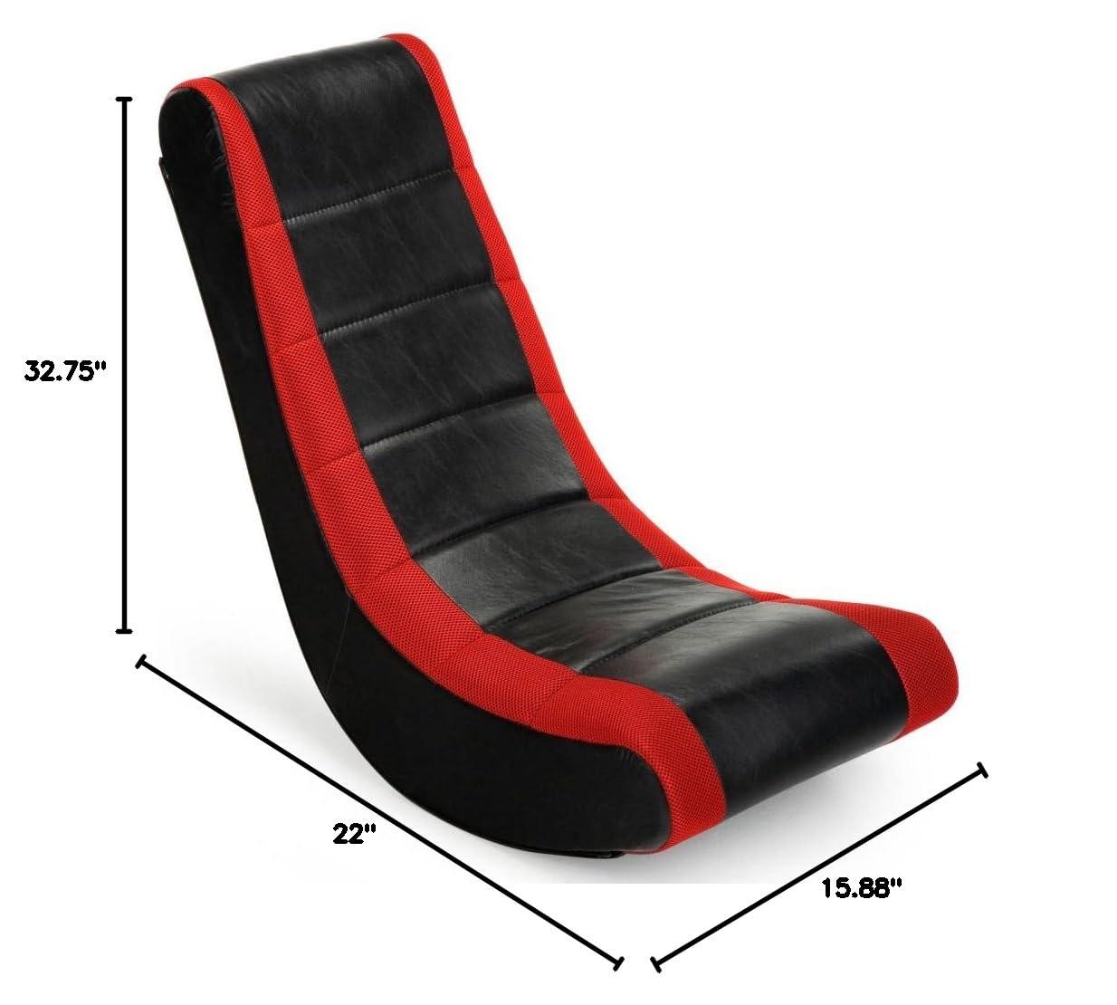 Video Rocker Gaming Chair Black/Red - The Crew Furniture: Ergonomic Floor Seat, Padded for Comfort, No Assembly Required