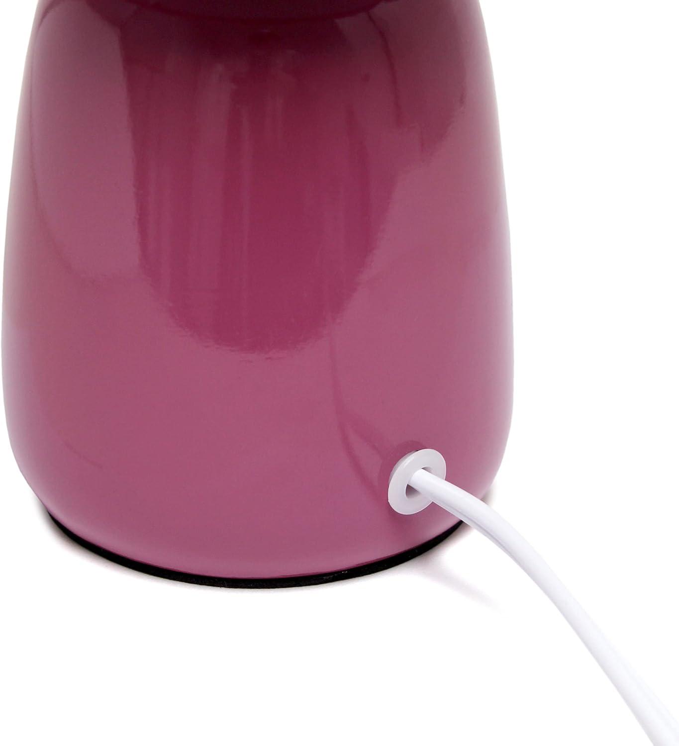 10.04" Traditional Ceramic Thimble Base Bedside Table Desk Lamp with Matching Fabric Shade Mauve - Simple Designs