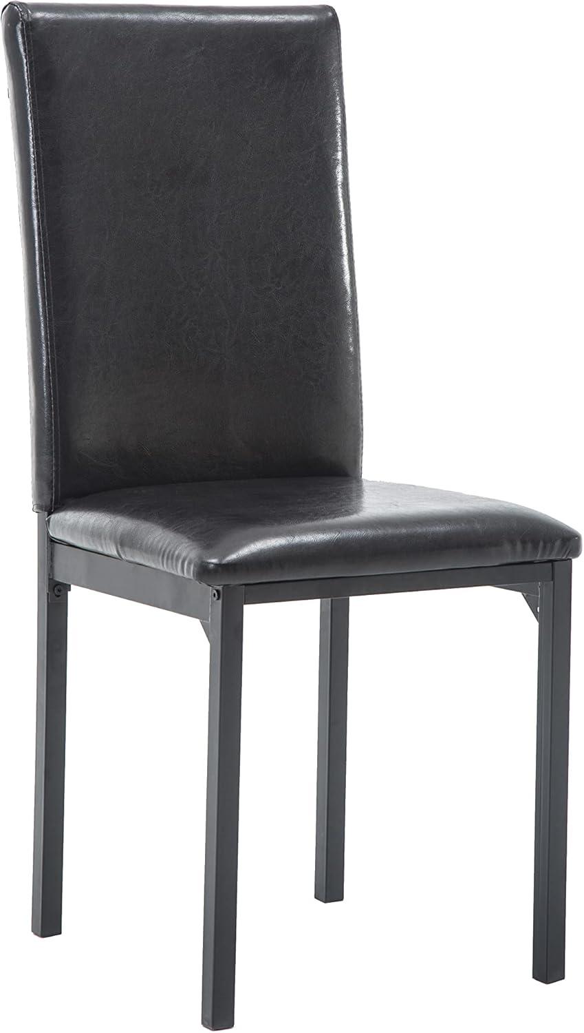 Set of 4 Arjen Dining Chairs Black - Boraam: Faux Leather, Metal Frame, Contemporary Style