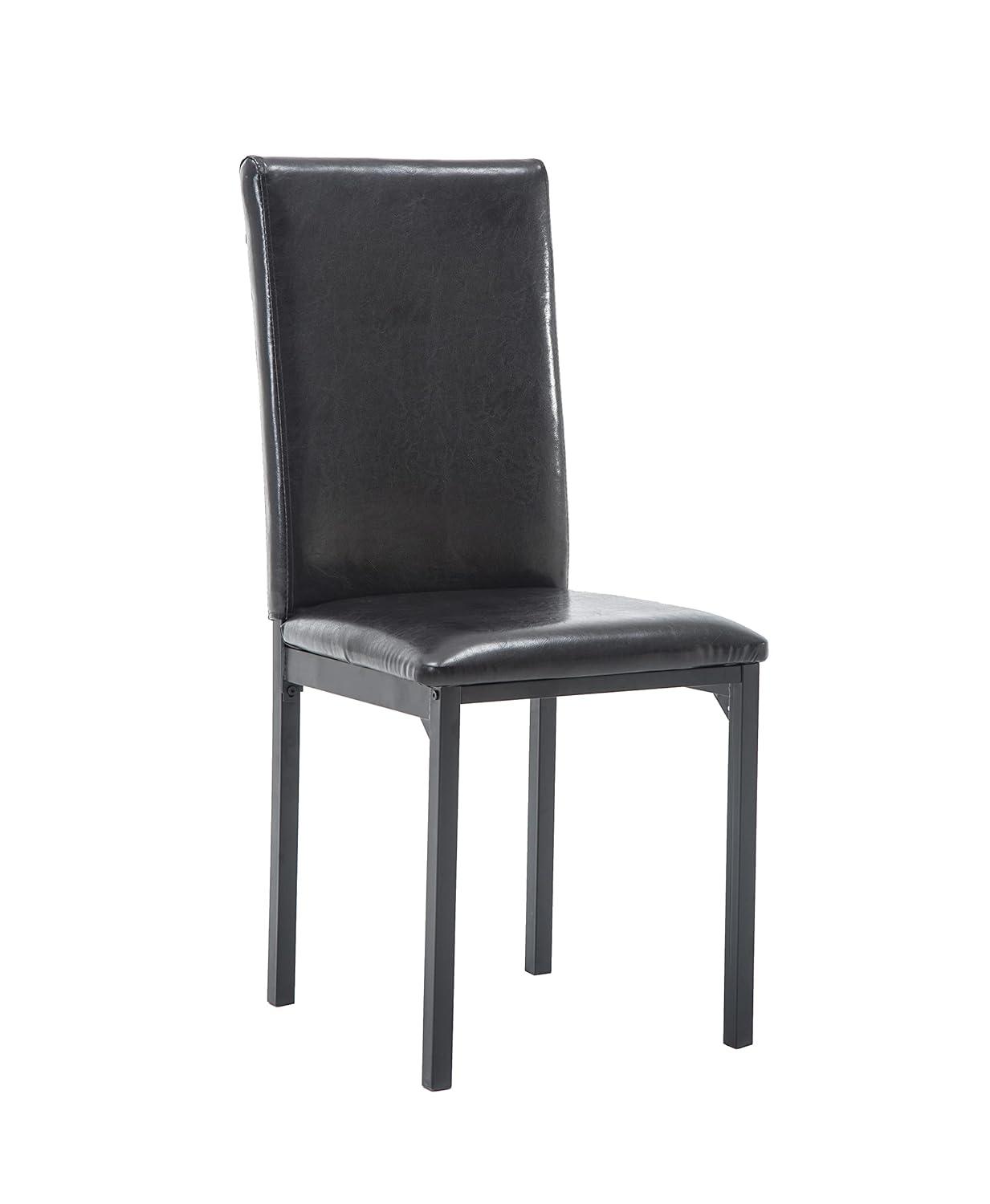 Set of 4 Arjen Dining Chairs Black - Boraam: Faux Leather, Metal Frame, Contemporary Style