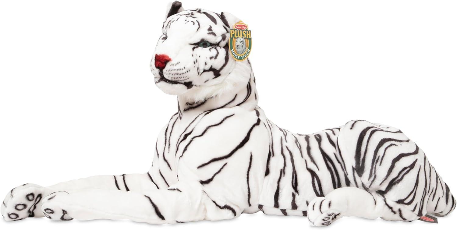 Melissa & Doug Giant Siberian White Tiger - Lifelike Stuffed Animal (over 5 feet long)