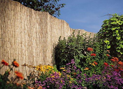 Natural Bamboo Reed Garden Fence with Black Nylon Coated Wire, 6'H x 14'L