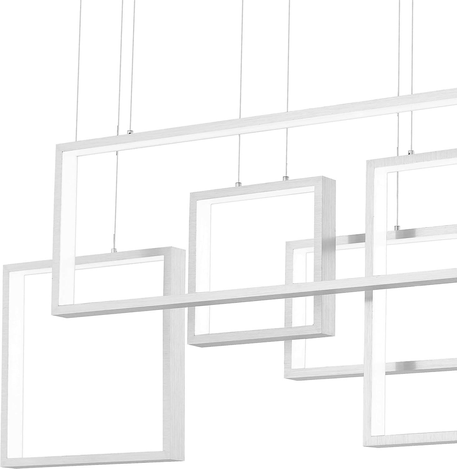 Brushed Aluminum LED Linear Chandelier with Geometric Frames