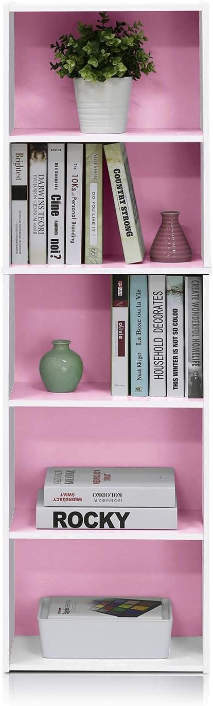 Furinno 5 Cube Reversible Storage Bookcase Open Shelf Organzier Horizontal Vertical,Pink