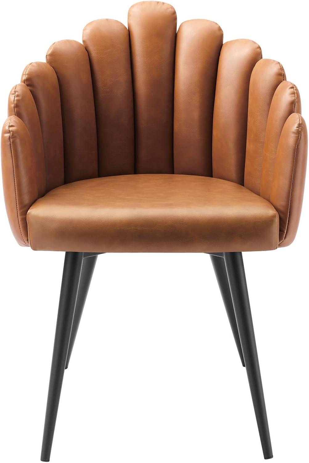 Modway Vanguard 19.5" Scalloped Back Velvet Dining Chair in Black/Charcoal