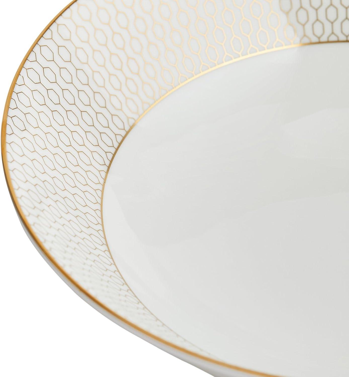 White and Gold Geometric Fine Bone China Soup/Cereal Bowl