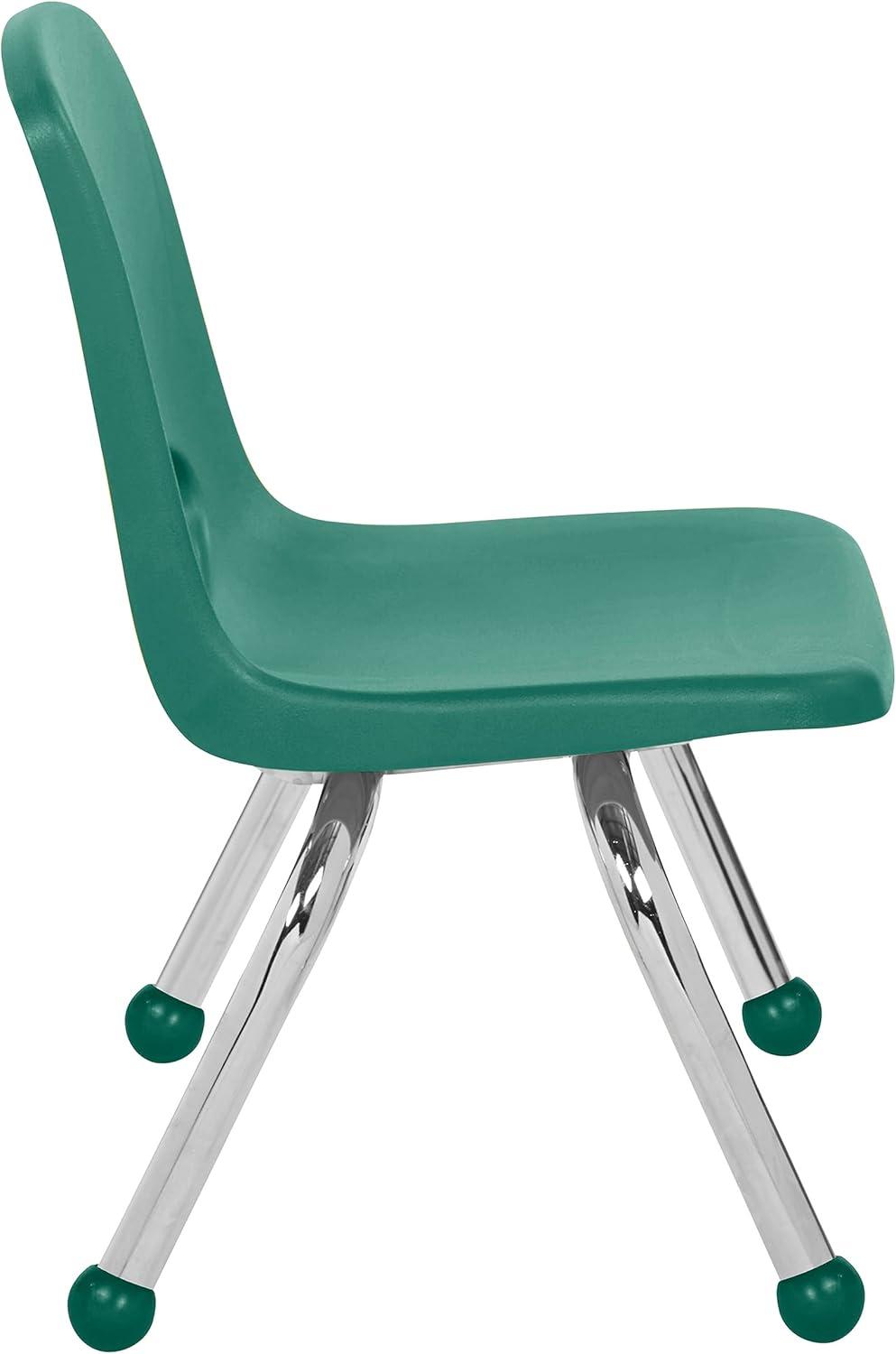 Green Stacking Student Chair with Chromed Steel Legs