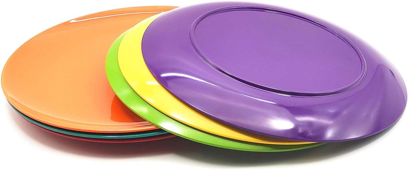 Assorted Color 10.5-Inch Melamine Dinner Plates Set