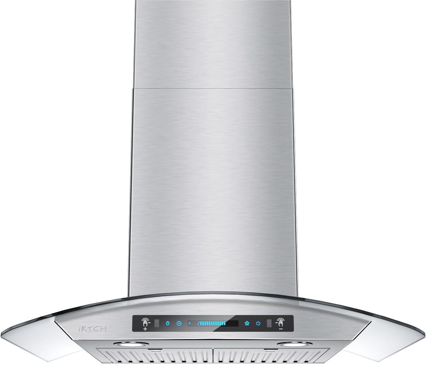 IKTCH 30" Stainless Steel 900 CFM Ducted (Vented) Wall Range Hood with Baffle Filter