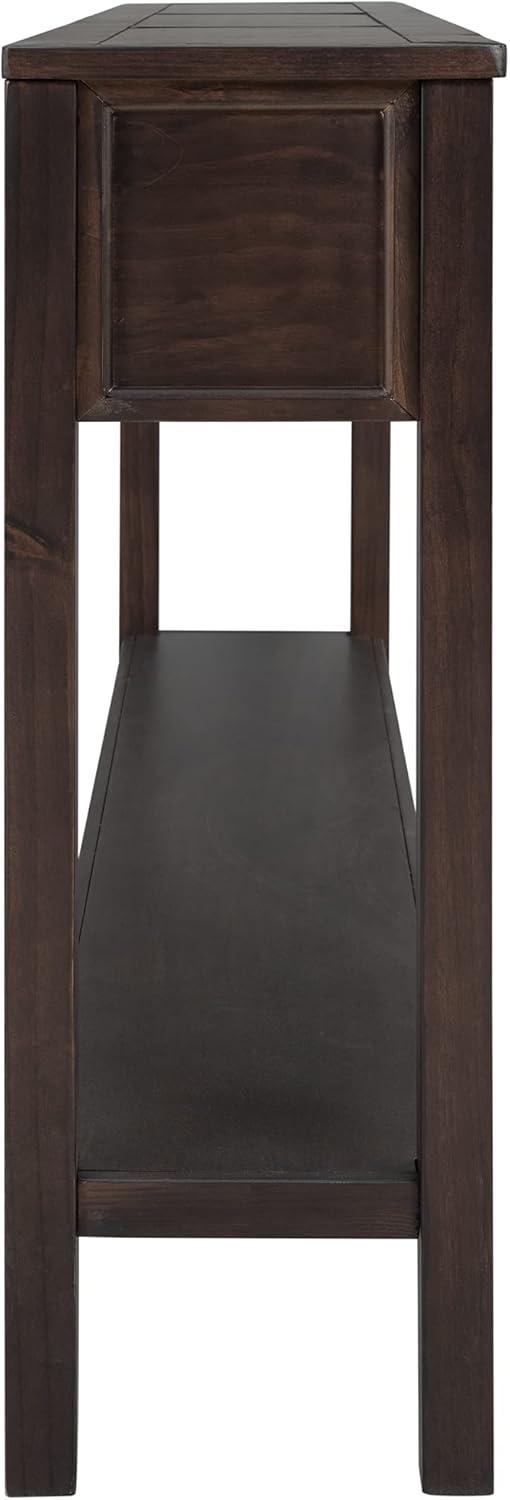 Merax Long Entryway Console Table with 4 Storage Drawers, 60" Solid Wood Sofa Table with Bottom Shelf, for Living Room Hallway, Espresso