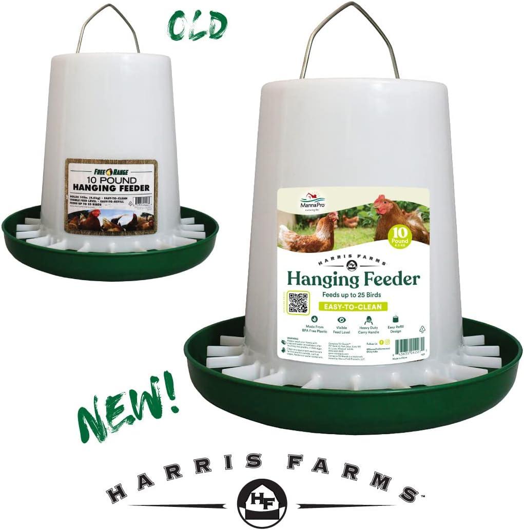 Harris Farms Free Range Hanging Poultry Feeder, Twist Lock Base, 10 lbs