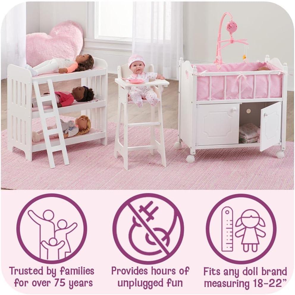 Badger Basket Doll High Chair with Padded Seat - White Rose