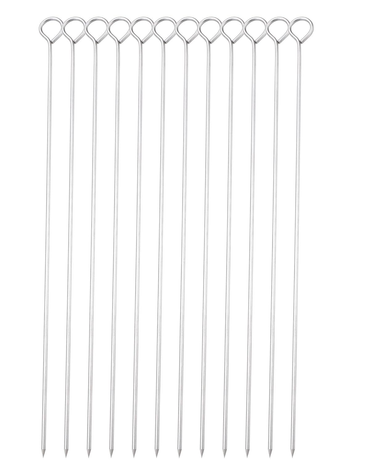 12 Inch Barbecue Skewers, 12Pcs Stainless Steel BBQ Skewers, Shish Kebab Kabob Skewers by HONSHEN