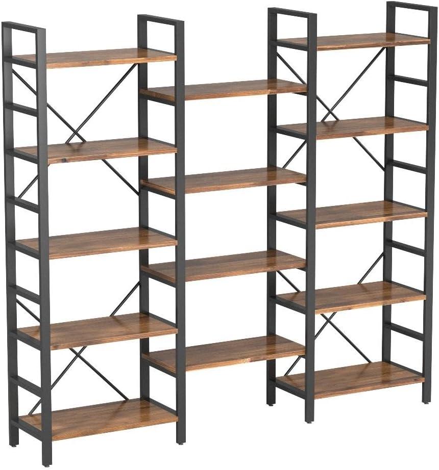 Tribesigns Triple Wide 5-Shelf Bookcase, Etagere Large Open Bookshelf