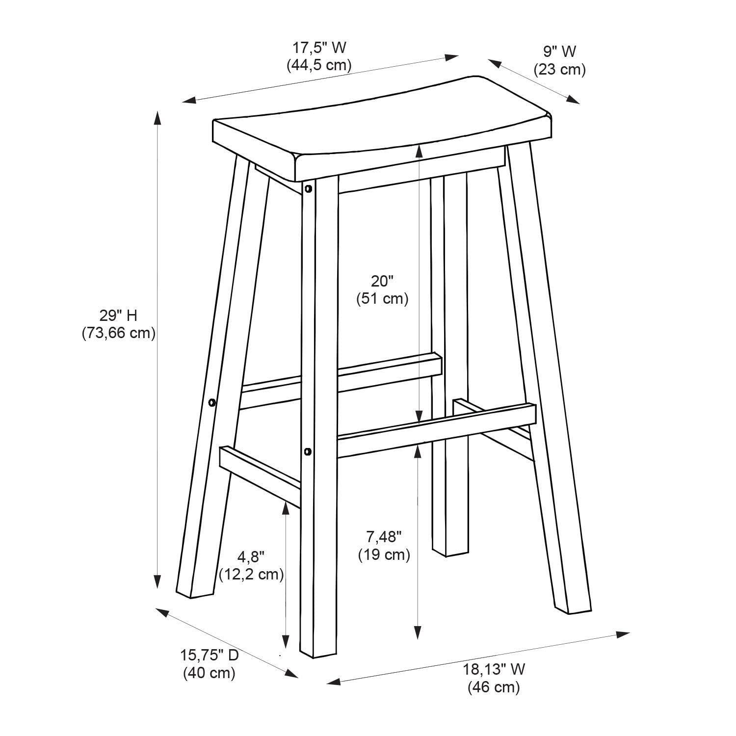 Linon Beamon 29" Sturdy Wood Backless Saddle Seat Counter Stool in Pure White