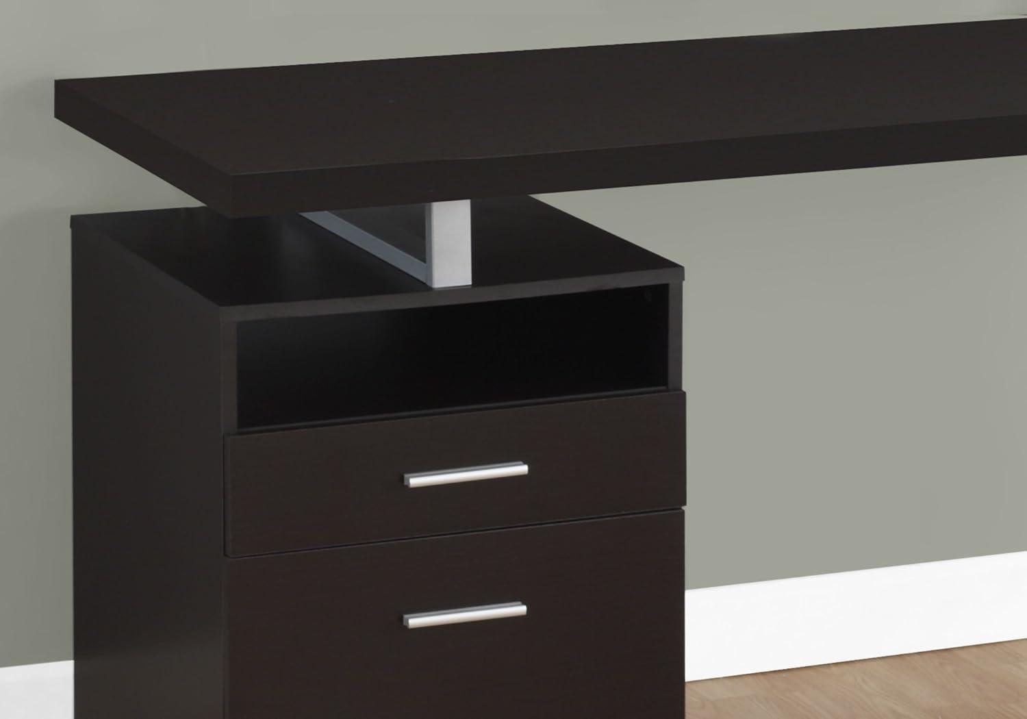 Monarch Computer Desk 60"L / Cappuccino / Silver Metal