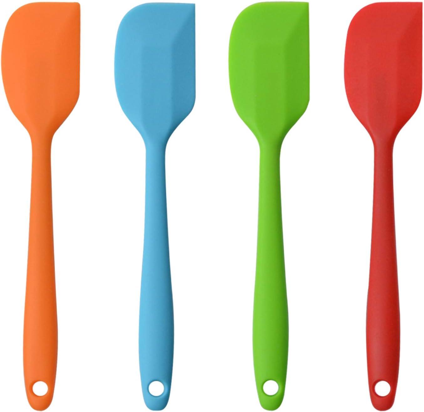 Laegsmetg Silicone Spatulas, 11 Inch Rubber Spatula Heat Resistant Seamless One Piece Design Non-Stick Flexible Scrapers Baking Mixing Tool (4 Piece)