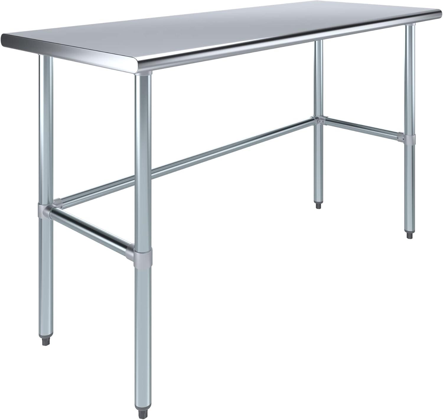 AmGood 24 in. x 60 in. Open Base Stainless Steel Work Table | Residential & Commercial