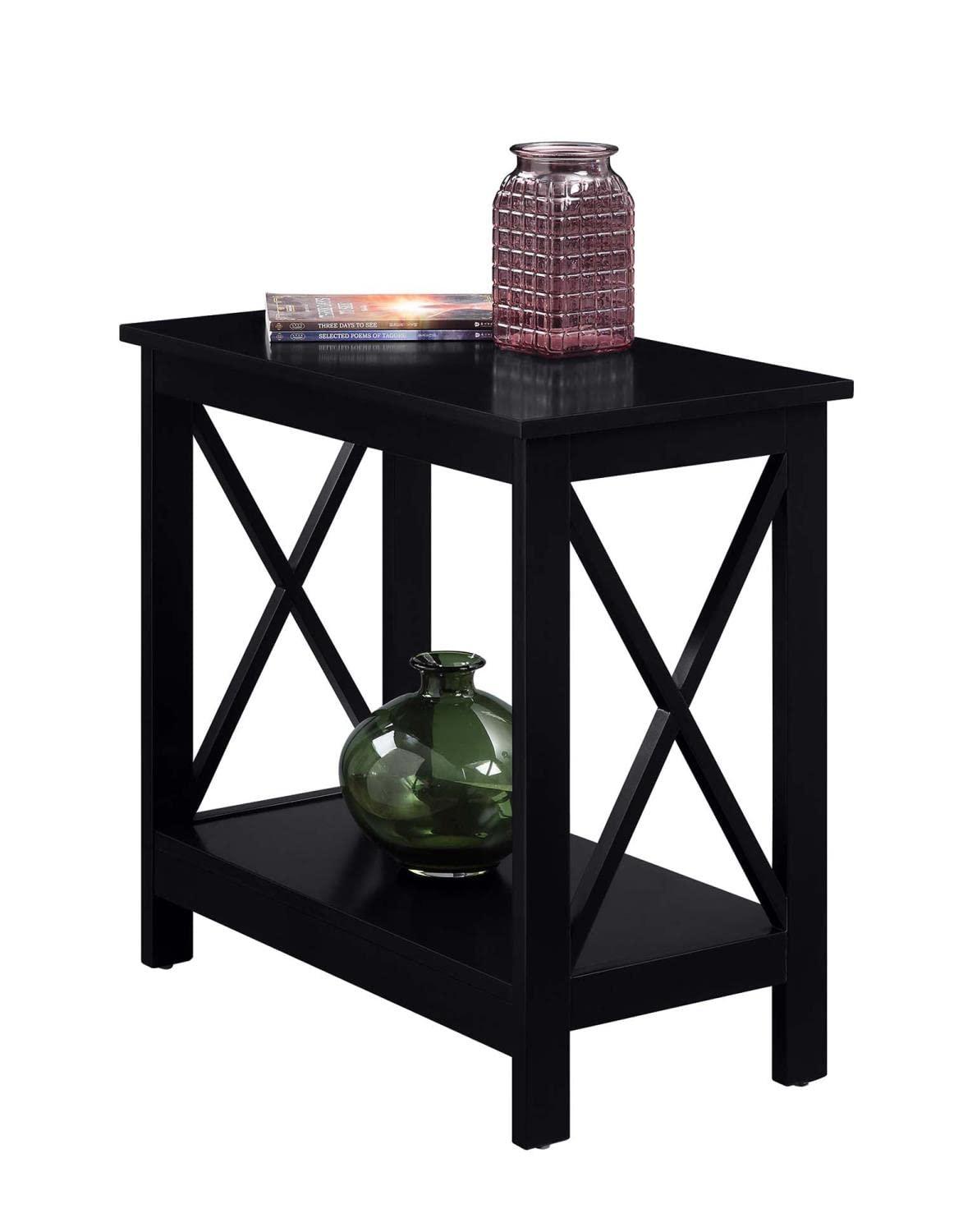 Oxford Chairside End Table with Shelf, Black