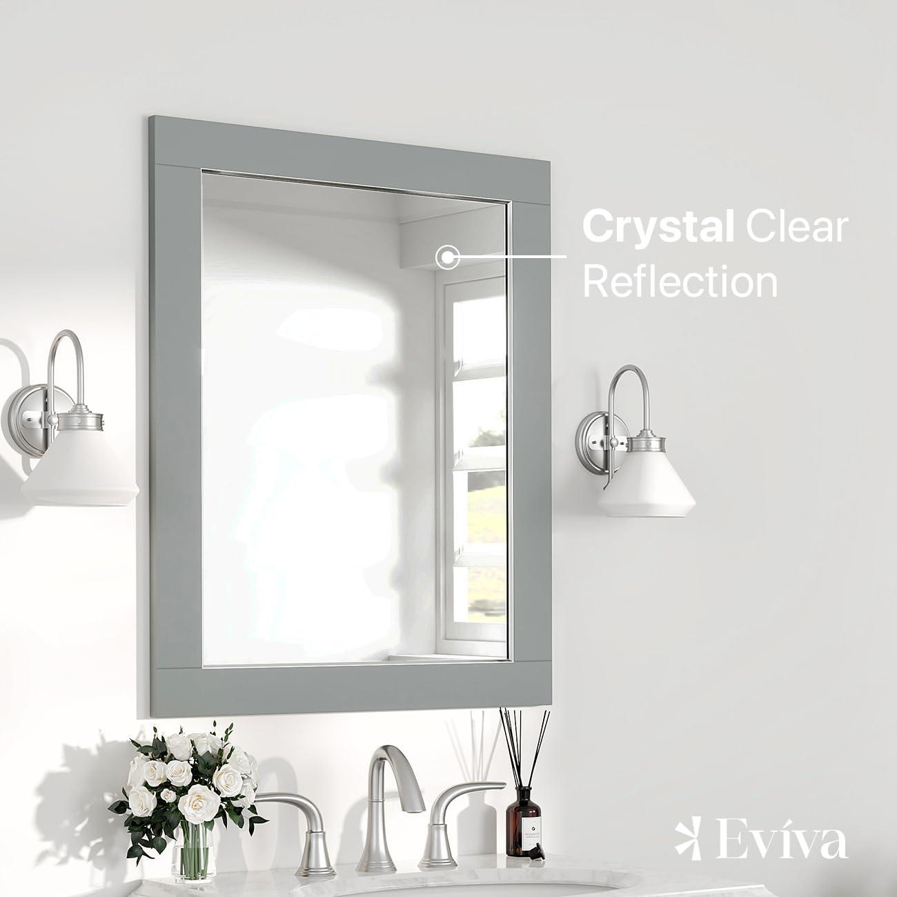 Eviva Aberdeen 24" Espresso Framed Bathroom Wall Mirror