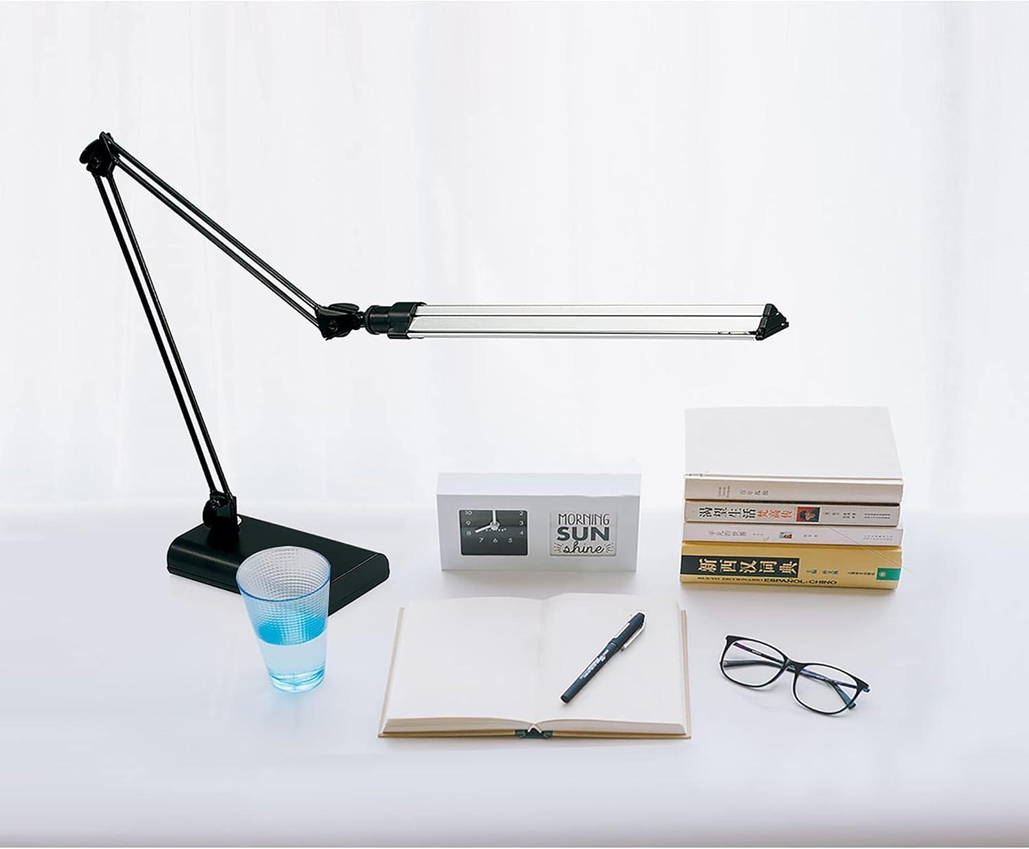 Adjustable Black and Silver Architect Desk Lamp with LED Light