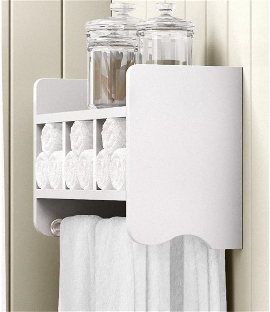 Bath Storage Shelf With Two Towel Rods, 25", White,AZABSS0050